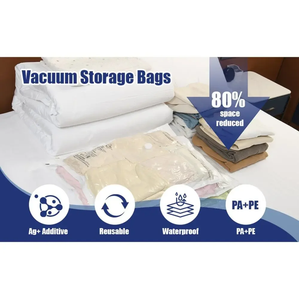 10 Pack Small Vacuum Storage Bags w Hand Pump Space Saver for Clothes Bedding